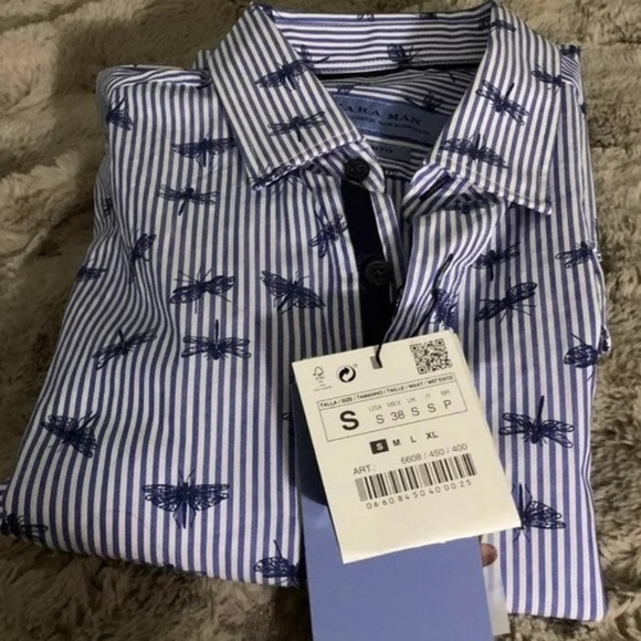 Nwt Zara Man Dragonfly Shirt - Picture 6 of 6
